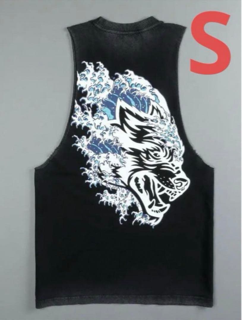 5591 超レア　ダルクスポーツdarc sport 波　タンクトップ　S 黒