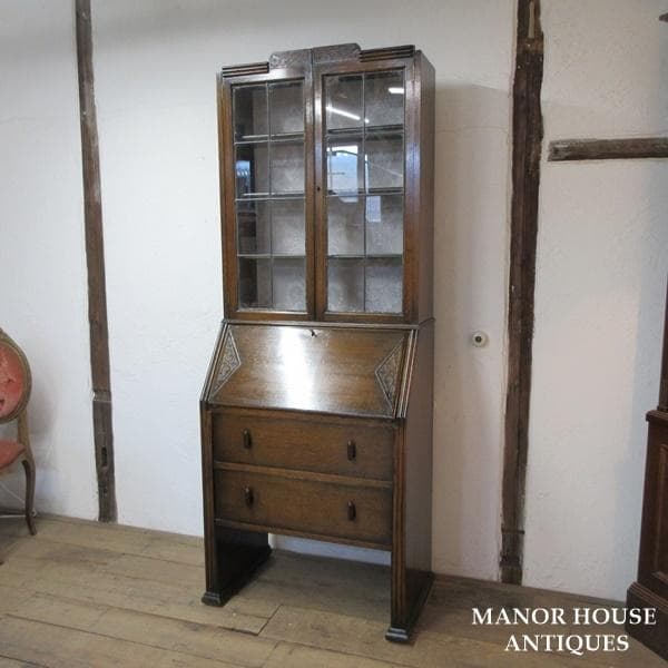 イギリス製 アンティーク 家具 ビューローブックケース デスク 本棚 6172e