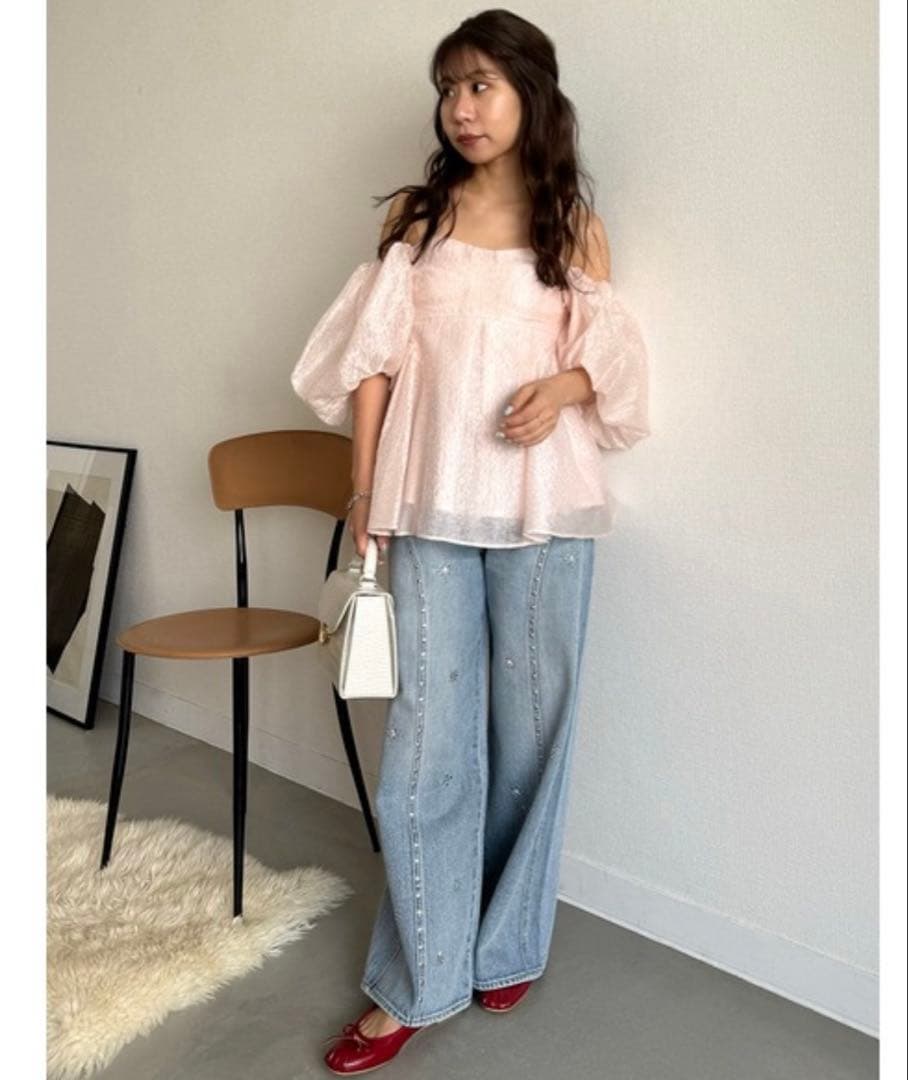 【LILY BROWN 】3wayシアージャガードペプラムブラウス