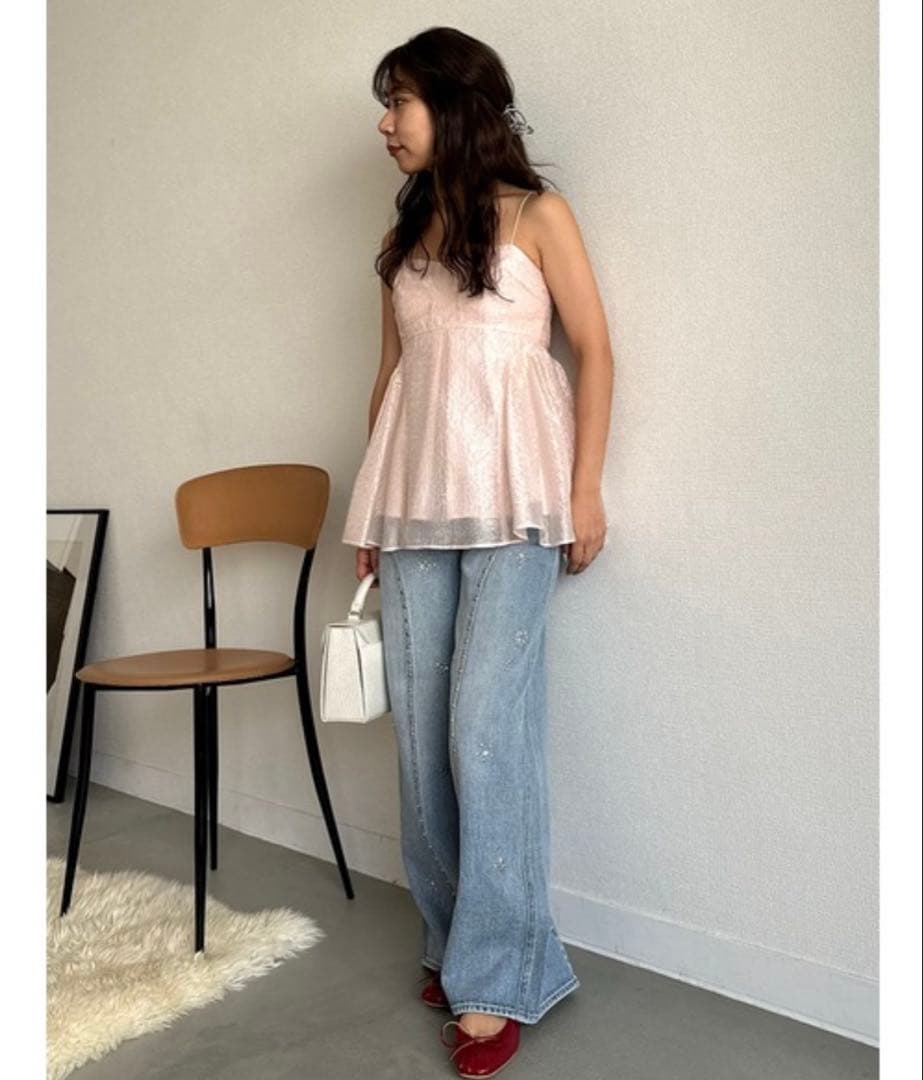 【LILY BROWN 】3wayシアージャガードペプラムブラウス