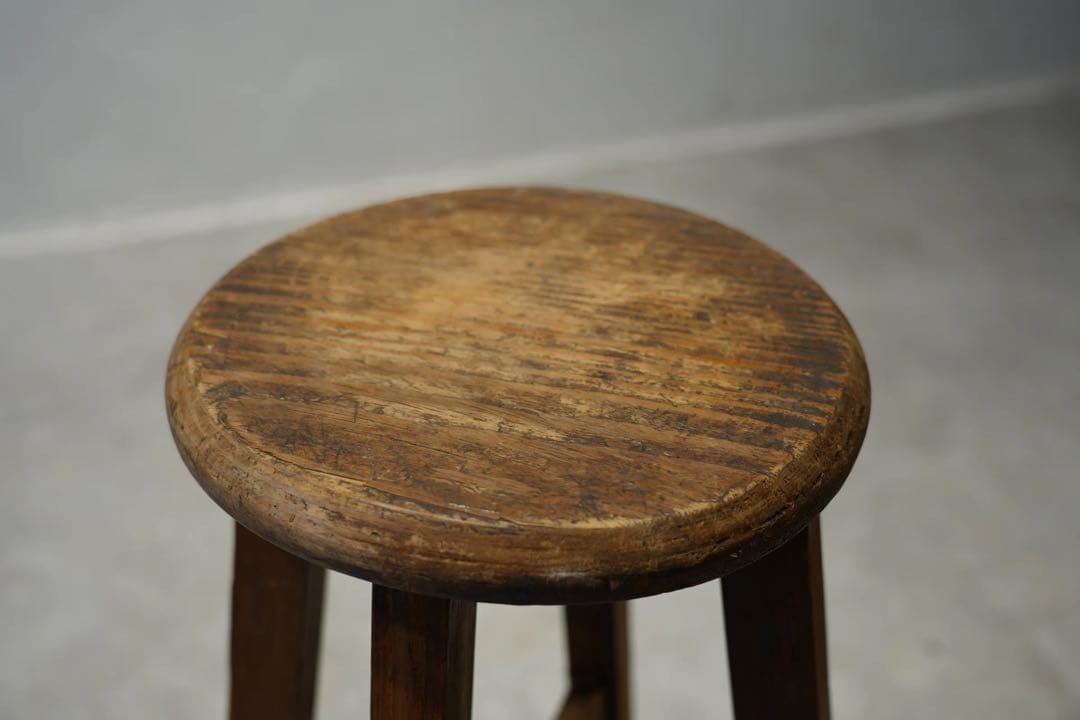 丸スツール　木製　昭和レトロ　アンティーク　ビンテージチェア