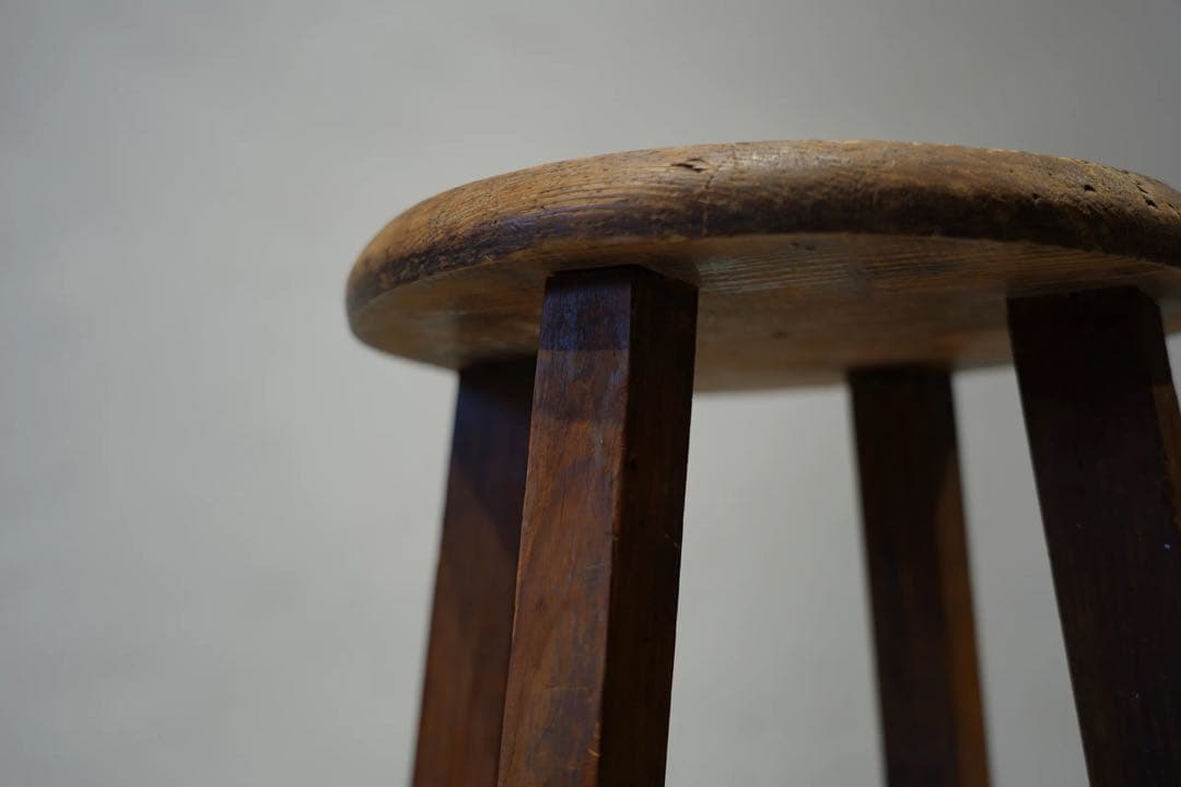 丸スツール　木製　昭和レトロ　アンティーク　ビンテージチェア