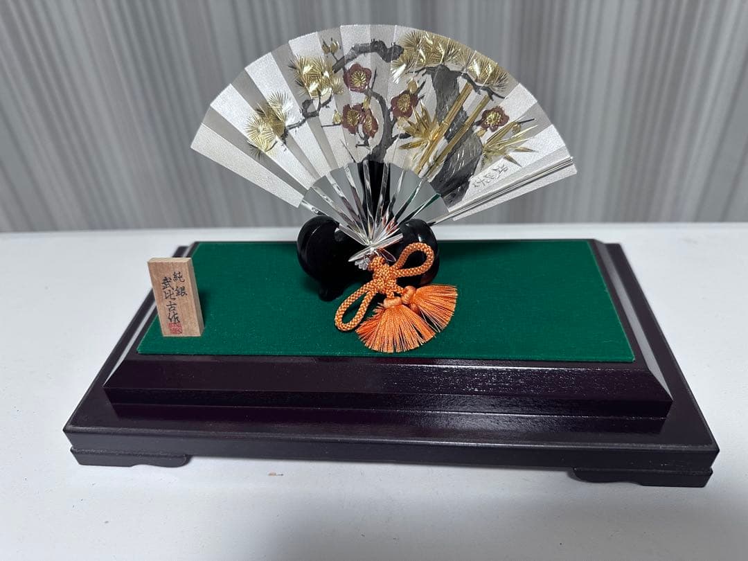 伝統工芸 扇子置物　純銀