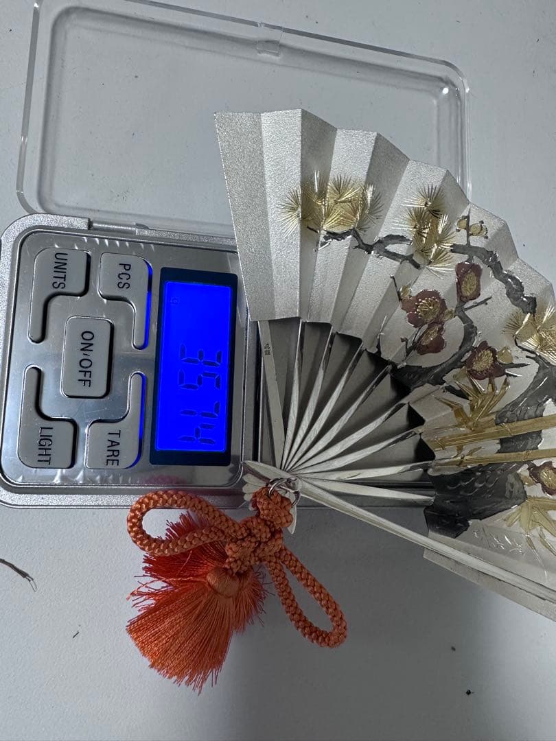 伝統工芸 扇子置物　純銀