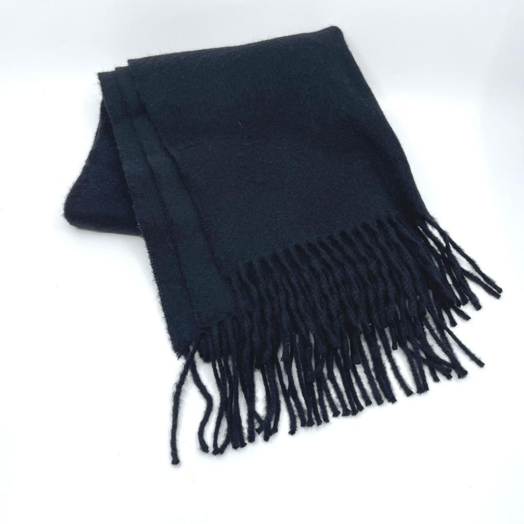 美品　Johnstons　マフラー　カシミア100%　ブラック　黒