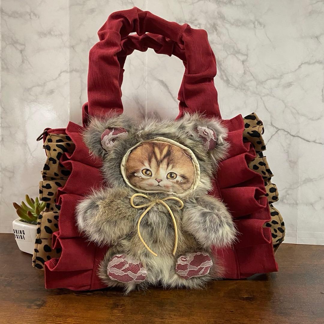 さ*ー様 コヤンイサムチョン【フリルバッグ】 デニムリメイク 猫バッグ ラビット