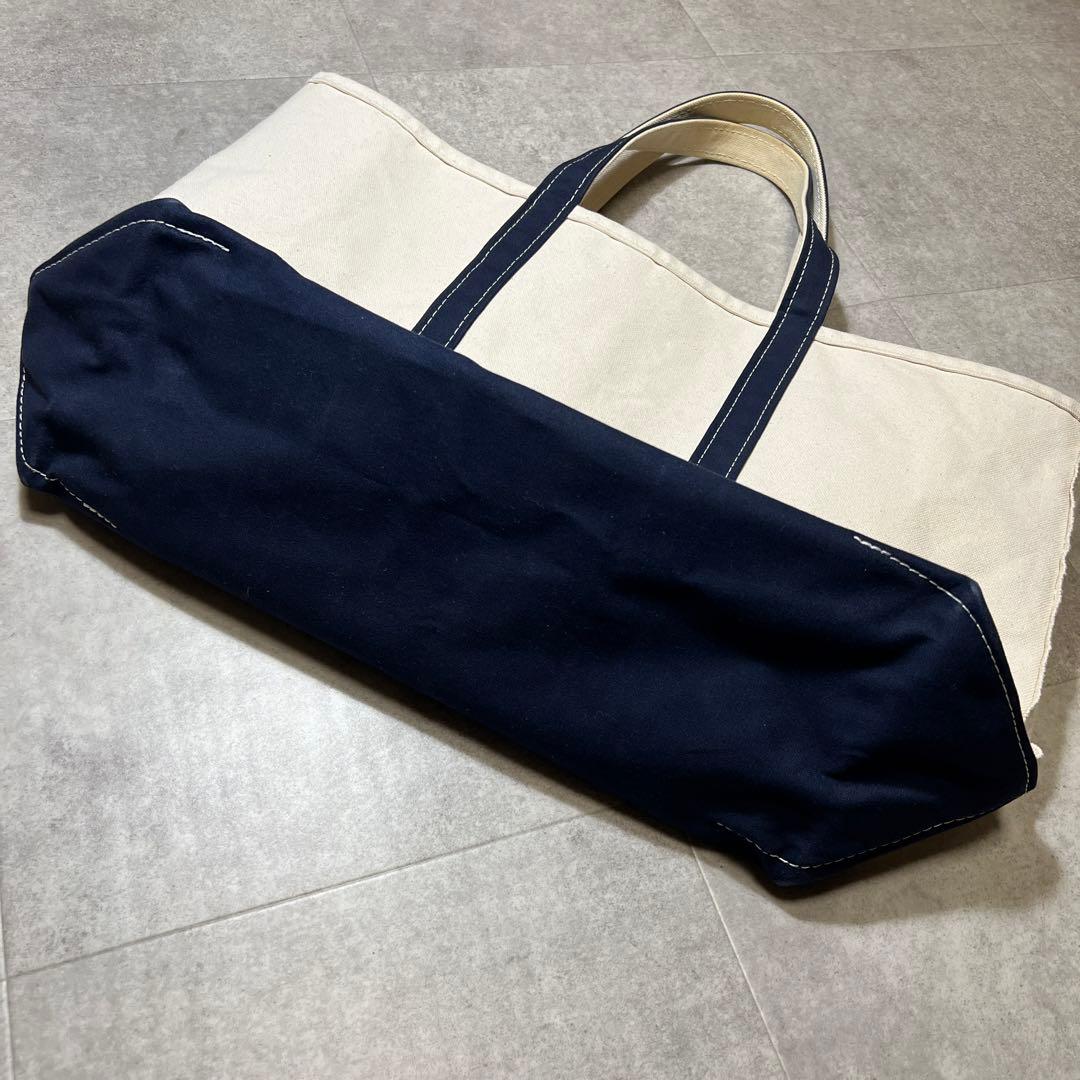 希少✨90sエルエルビーンLLBeanトートバッグ生成り紺XL｜USAタグ別縫い