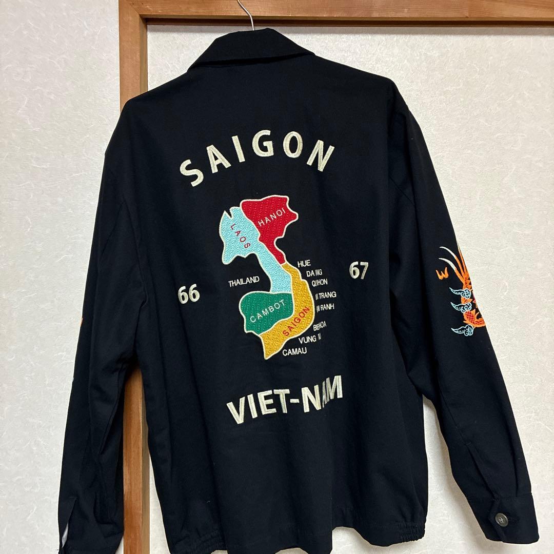 HOUSTON ベトナムジャケット XL　ベトジャン　刺繍　マップ　虎