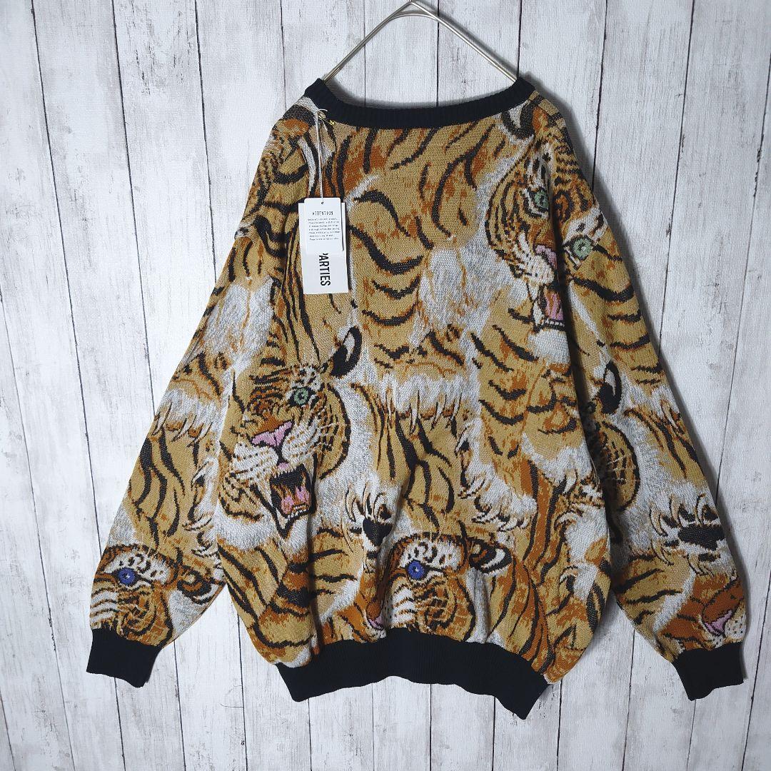 【未使用タグ付】ワコマリア　トラ　総柄　ニット　カーディガン　百虎
