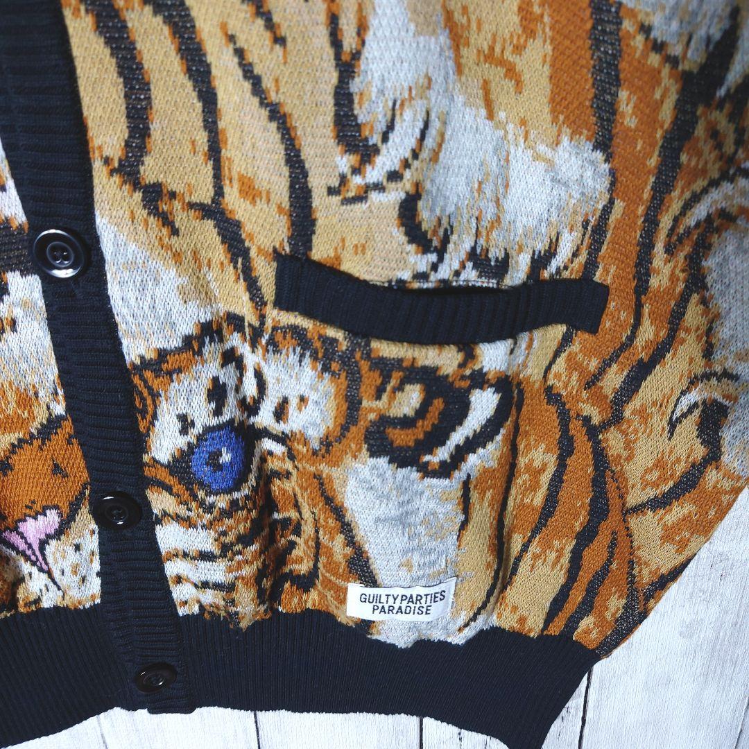 【未使用タグ付】ワコマリア　トラ　総柄　ニット　カーディガン　百虎