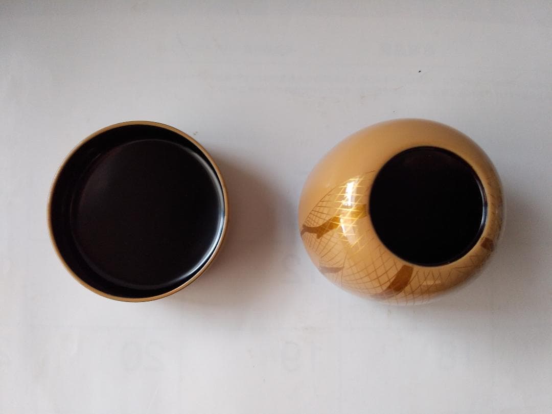 茶道具 茶器 白塗 干網蒔絵 中棗 牧田芳祥 作 漆器 抹茶 棗 共箱 美品