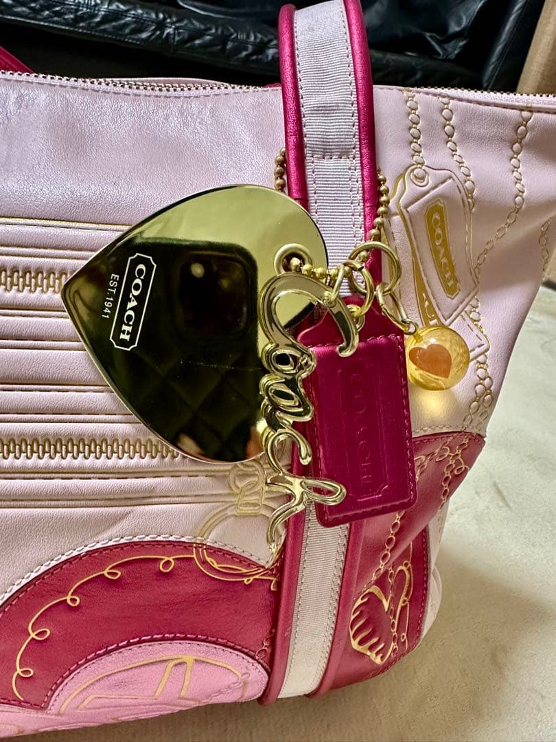 coach poppy y2kコーチ トートバッグ ピンク ゴールド ハート