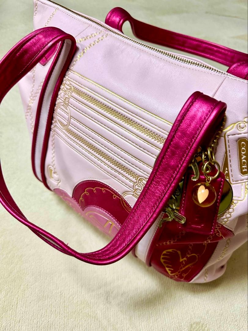 coach poppy y2kコーチ トートバッグ ピンク ゴールド ハート