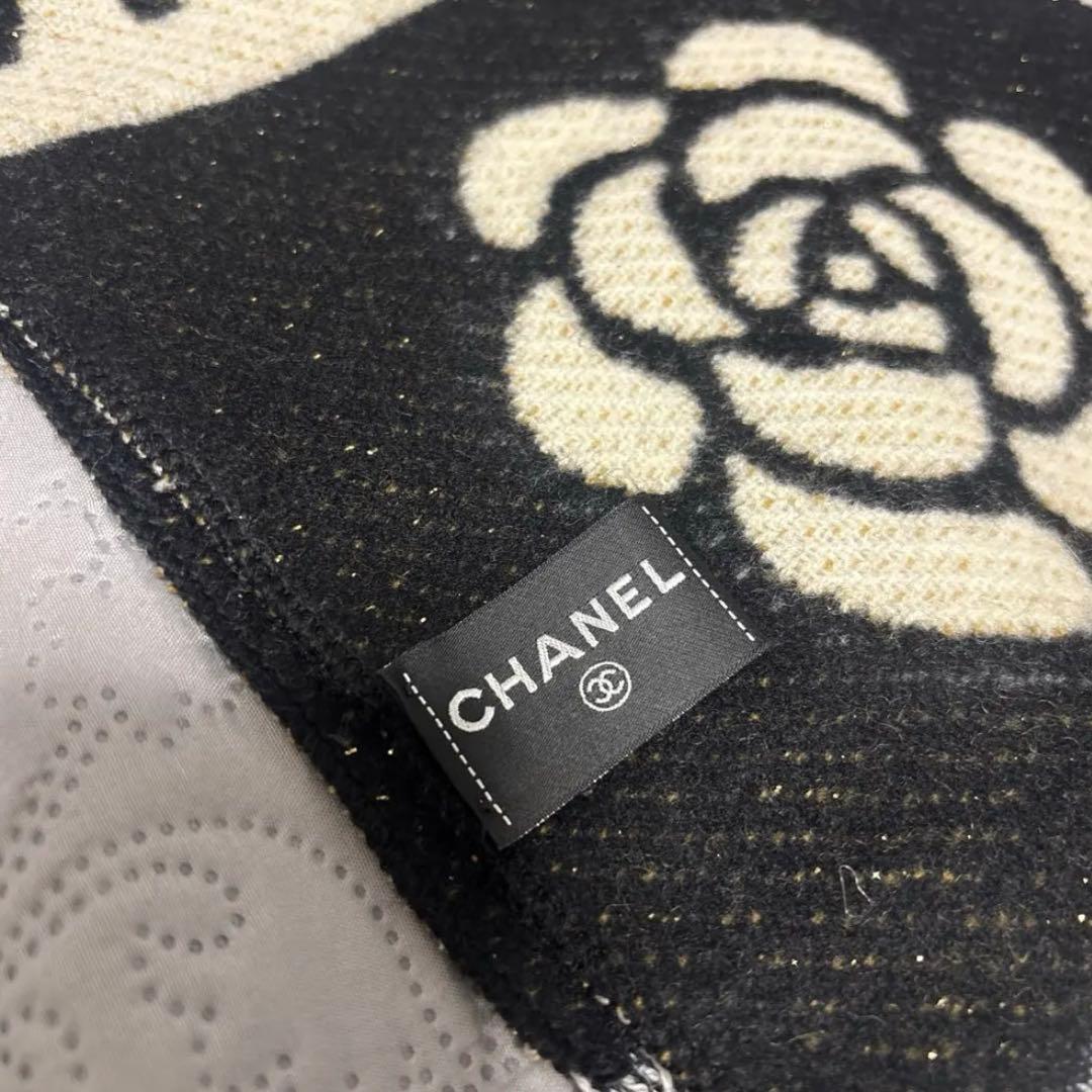 美品 レア ココマークMCRマフラー ブラック アイボリー CHANEL