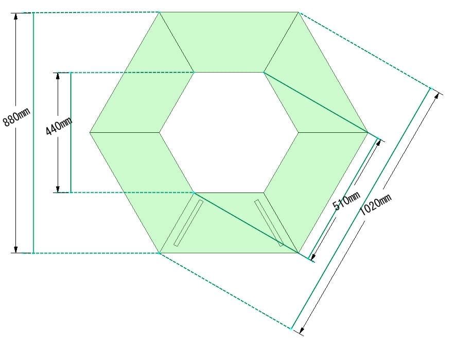 中サイズ OSBボード ヘキサゴン ヘキサテーブル 囲炉裏テーブル 組み立て式