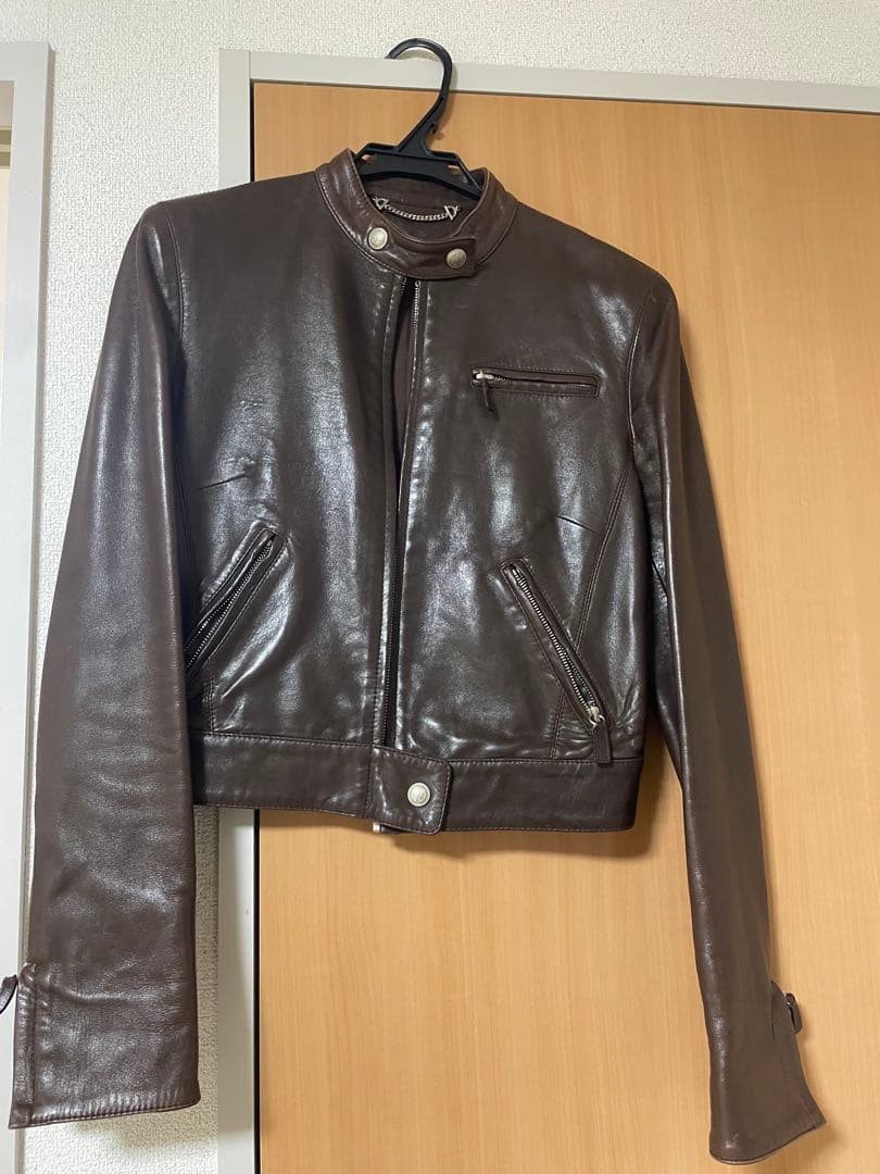 GUCCI ブラウンレザーライダースジャケット