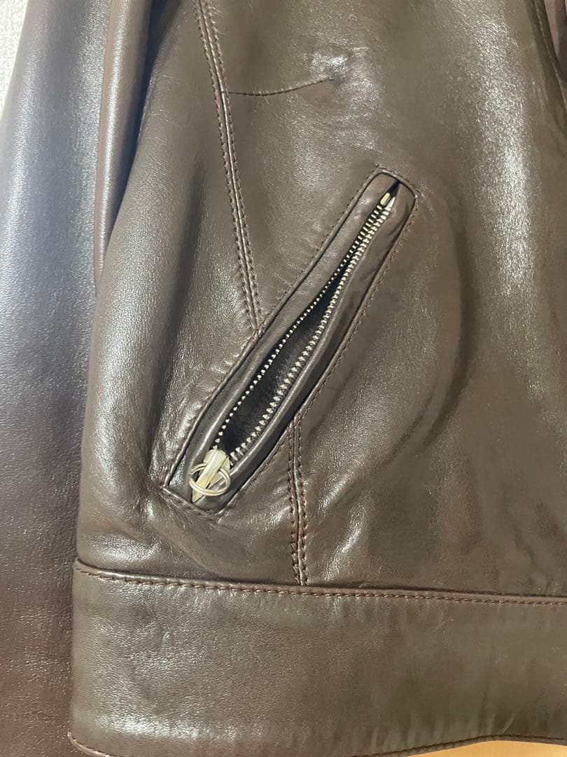 GUCCI ブラウンレザーライダースジャケット