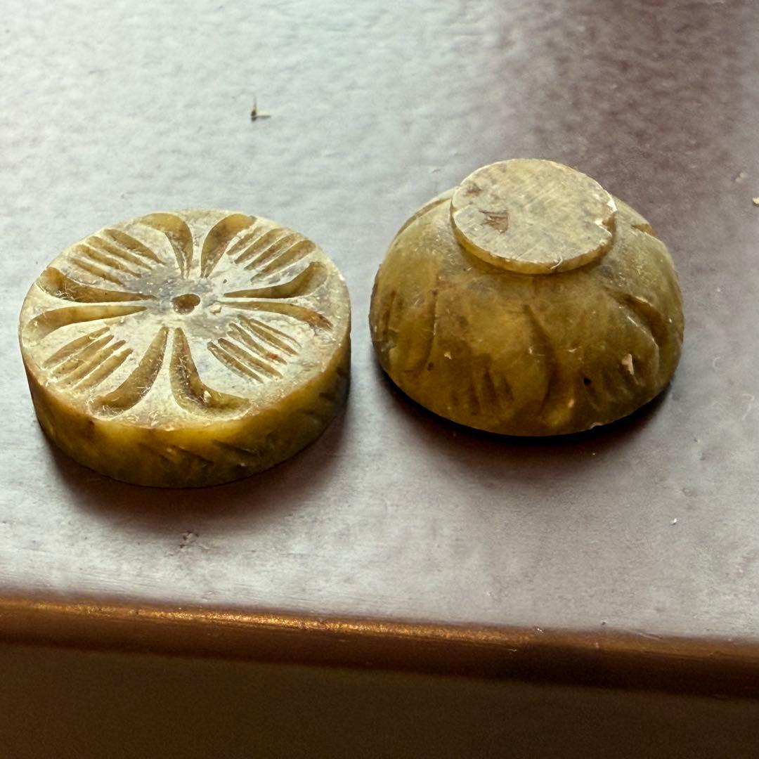 手彫 滑石製 大理石製 香合 蓋開閉式 極上 小型携帯香合 24mm高さ18mm