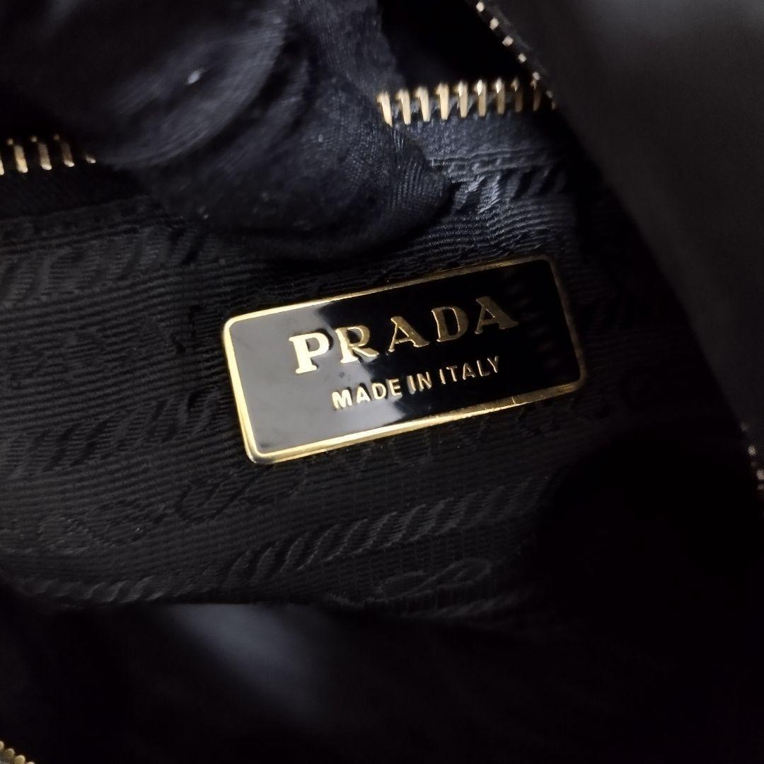美品☆　プラダ　トートバッグ　ビジュー　レザープレート　肩掛け　ナイロン