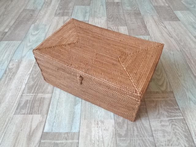 長方形ボックス●フタ付●無地●アタ●バリ島●1311.1●大きめサイズ
