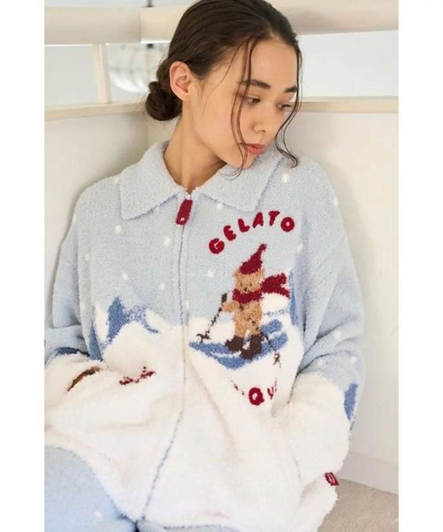 ジェラートピケ 【HOLIDAY】スキーベアジャガードカーディガン