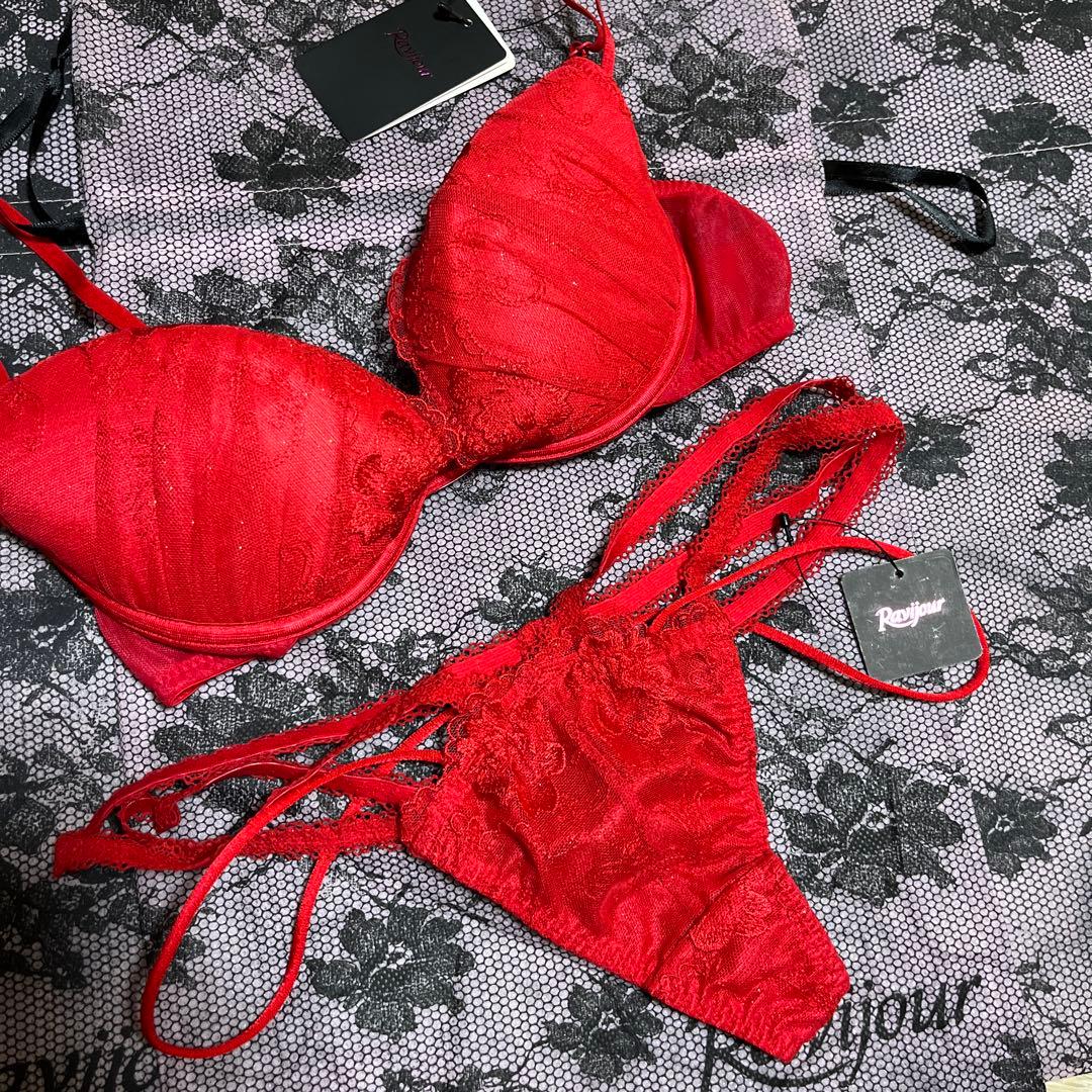 ☆Ravijour☆廃盤ラメ入☆RED☆D65-70 3連Tバック☆セット
