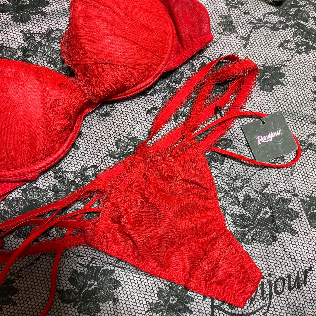 ☆Ravijour☆廃盤ラメ入☆RED☆D65-70 3連Tバック☆セット