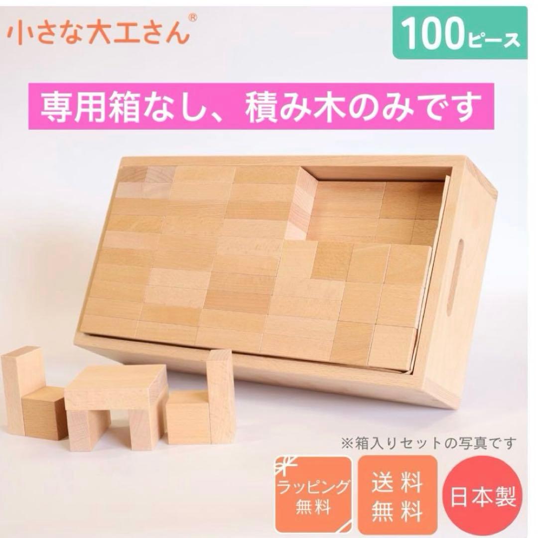 小さな大工さん 積み木セット 直方体80個 立方体20個 40mm基尺