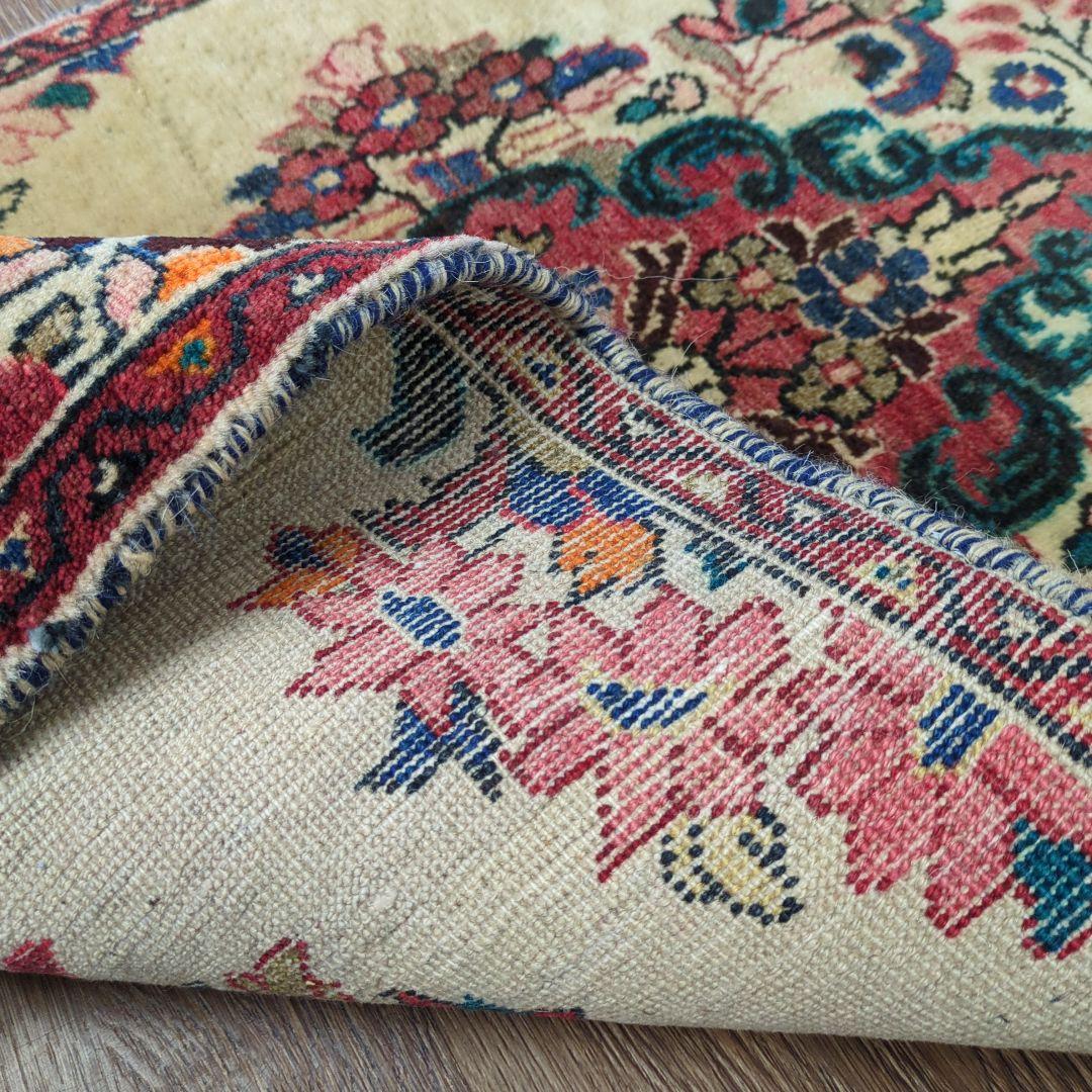 ヴィンテージラグ　ペルシャ絨毯　ザンジャン　手織り絨毯　ウール　コットン