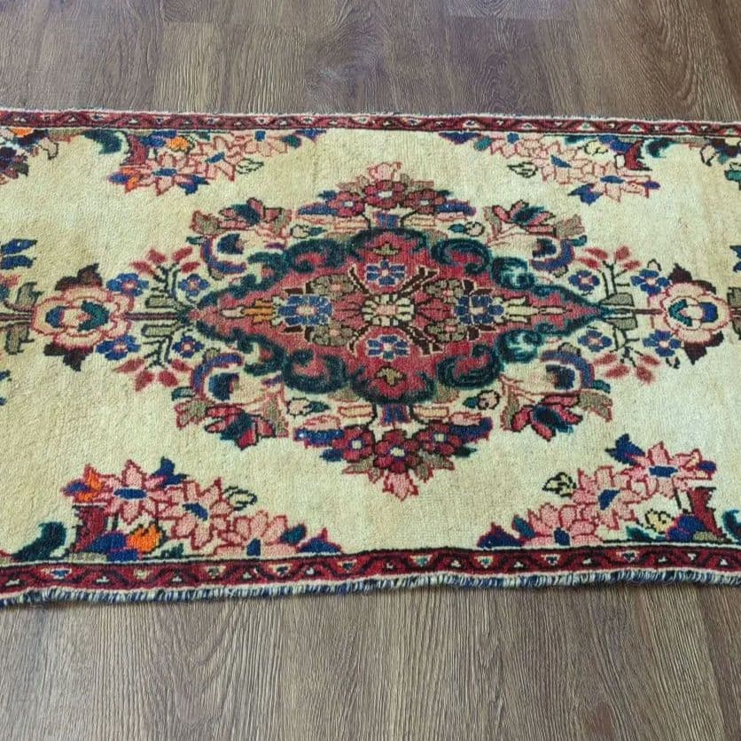 ヴィンテージラグ　ペルシャ絨毯　ザンジャン　手織り絨毯　ウール　コットン