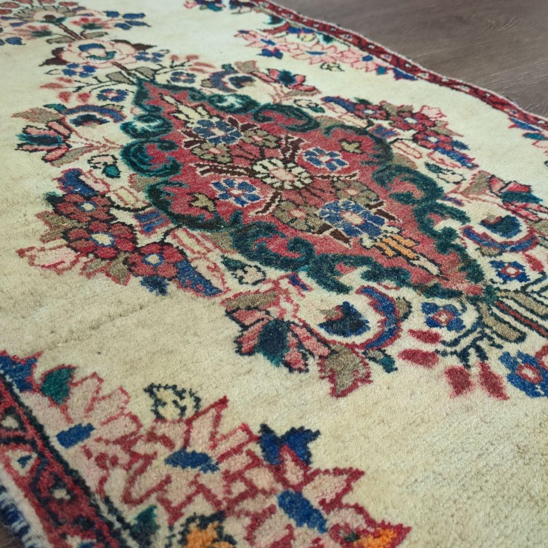 ヴィンテージラグ　ペルシャ絨毯　ザンジャン　手織り絨毯　ウール　コットン