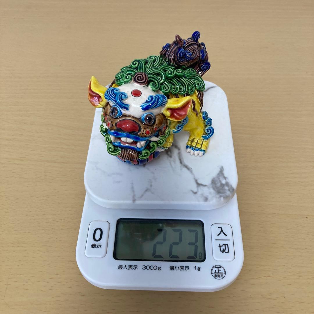 多色 獅子像 陶器 置物　インテリア　中古品