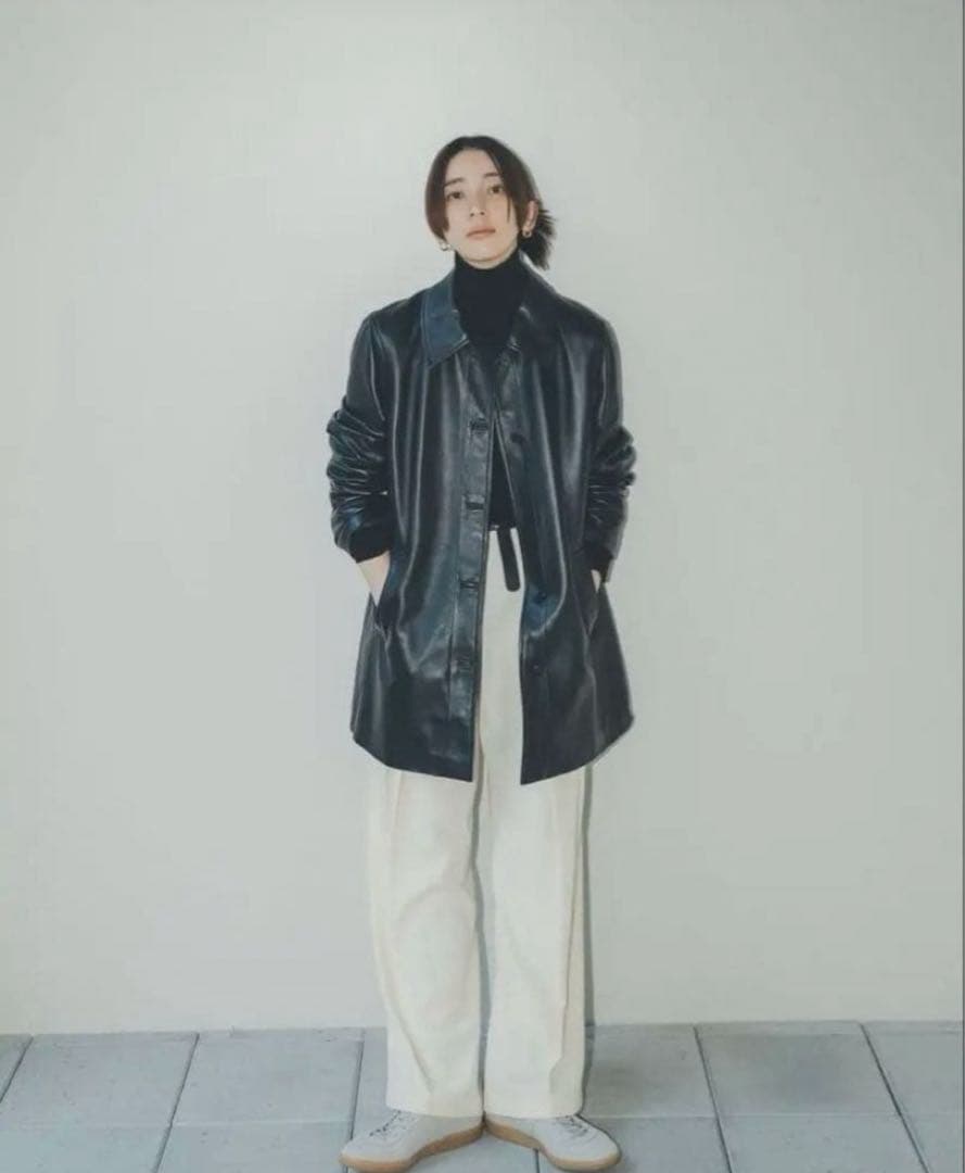 TODAYFUL エコレザーステンカラージャケット　38 ブラック