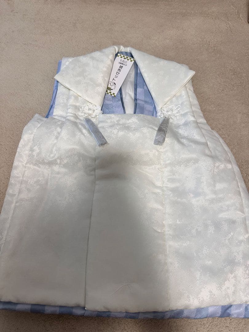 着物スタイル ベビー服 セット　くすみ　七五三 男の子　水色　被布　753