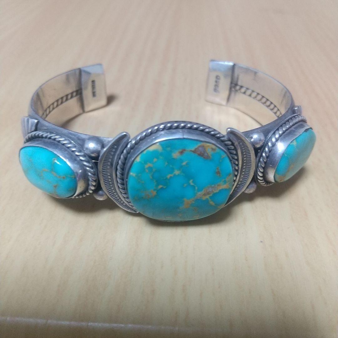 ナバホ族インディアンジュエリー ターコイズシルバーバングル フランシスフレッド作