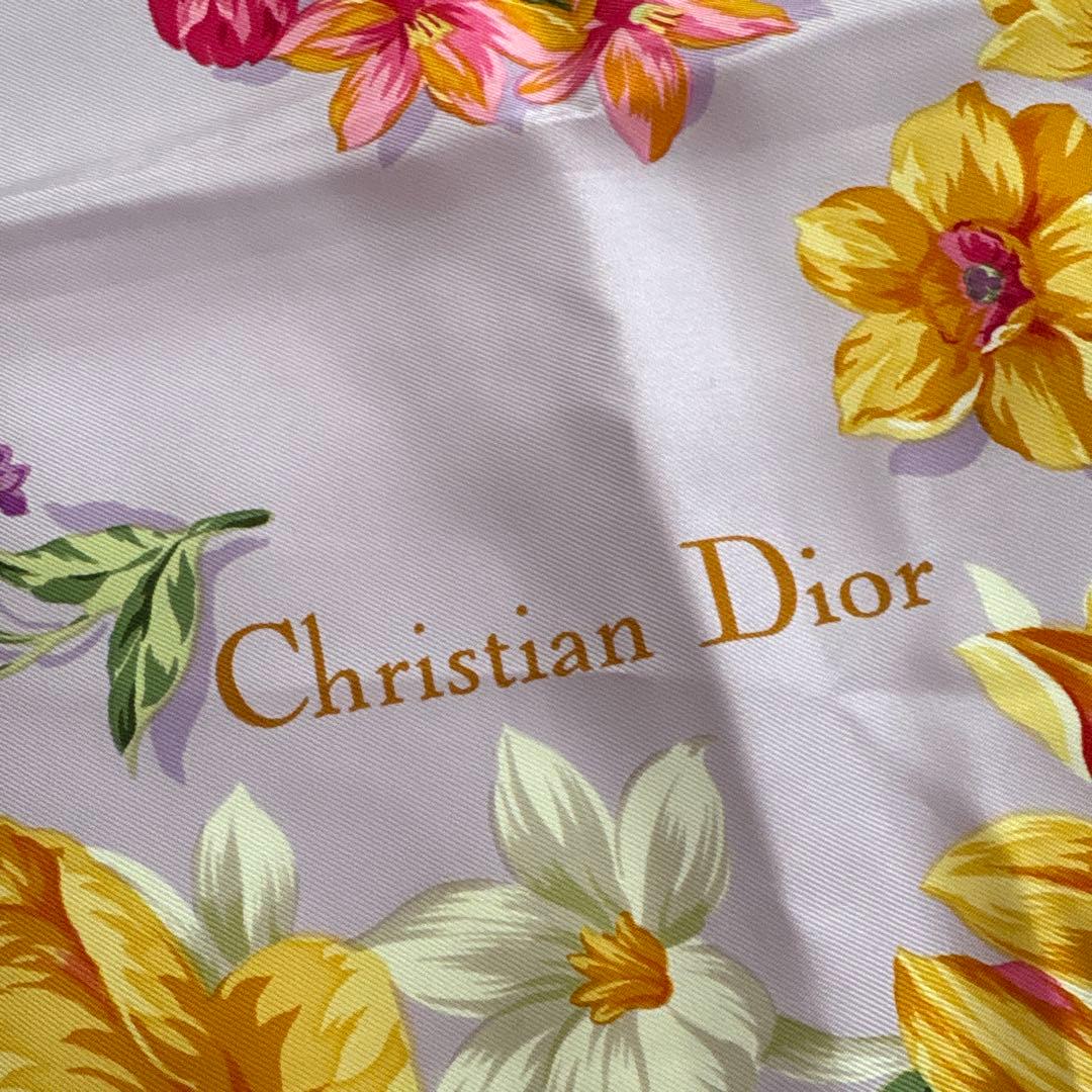 Christian Dior シルク　スカーフ　花柄　クリスチャンディオール鐘紡