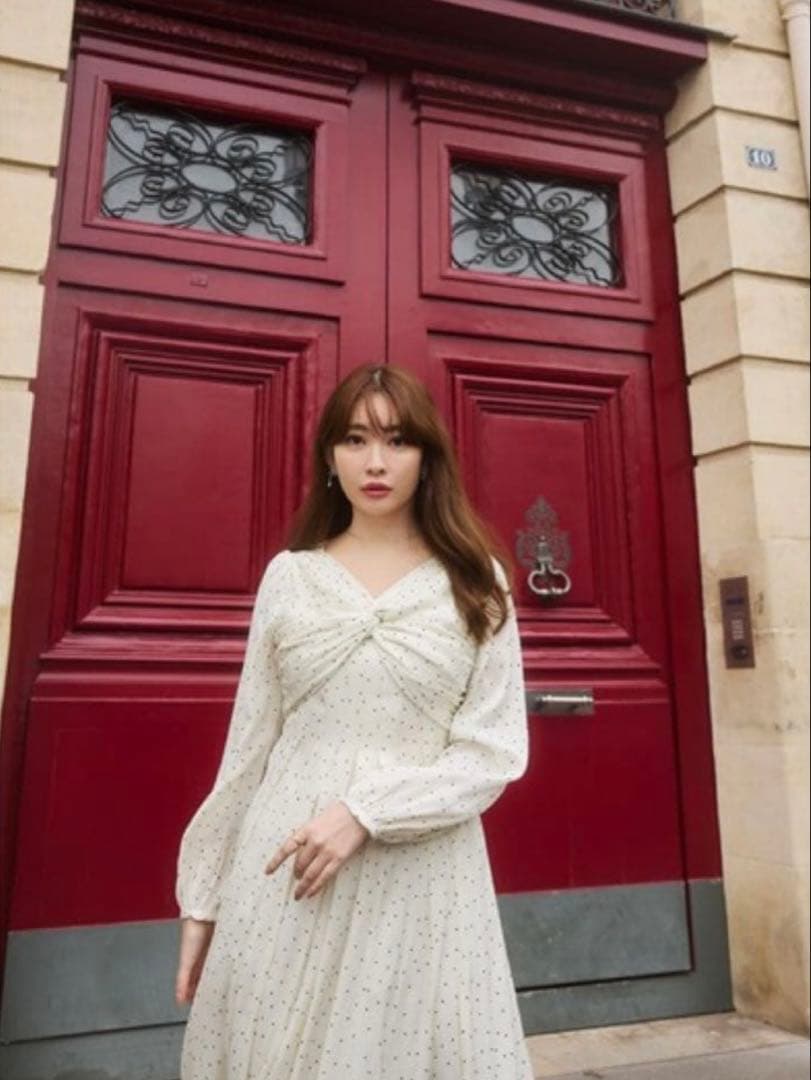 ワンピース Herlipto Moon Glow Dot Pleated Dress S