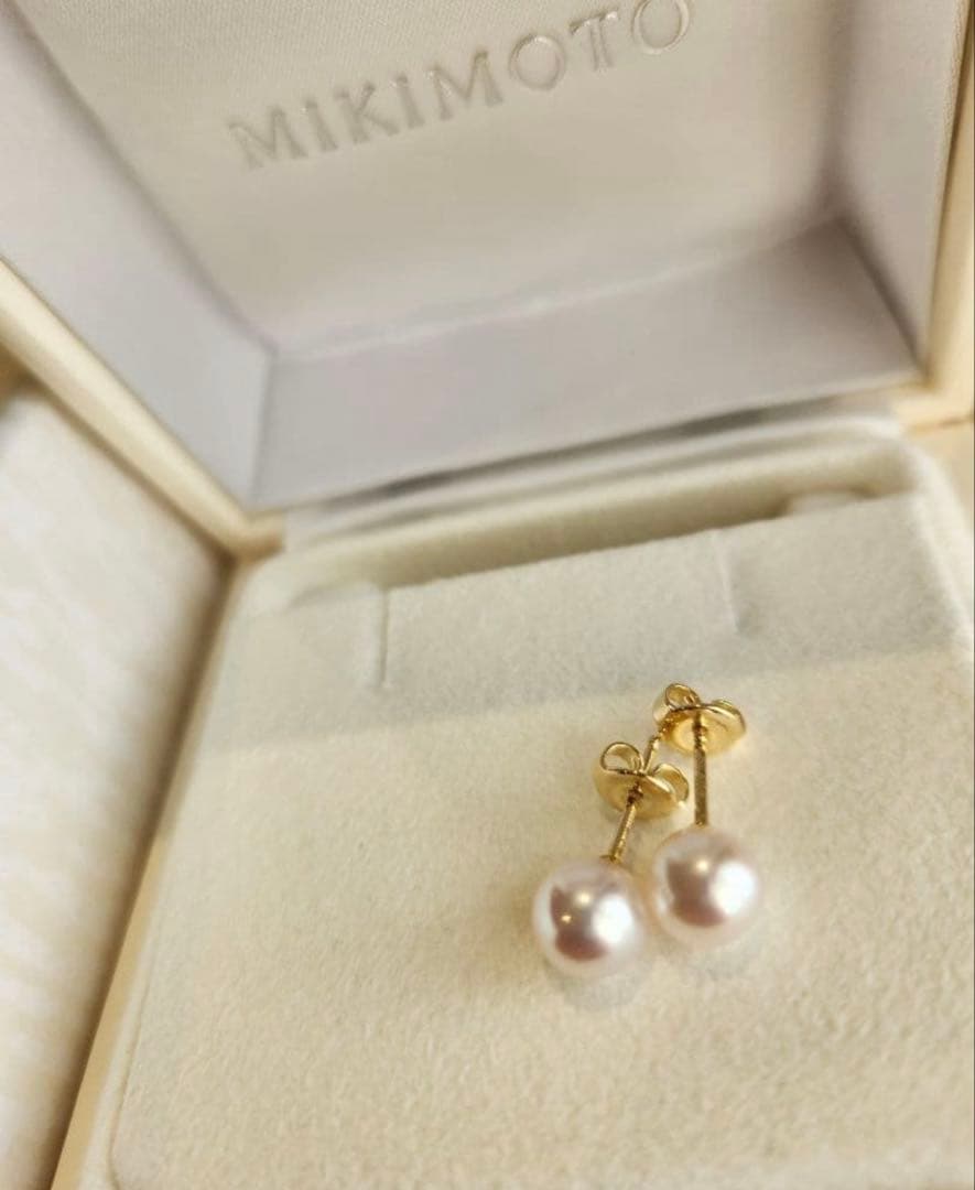 箱クロス紙袋つき ミキモトパールピアスK18(7.00ミリ)