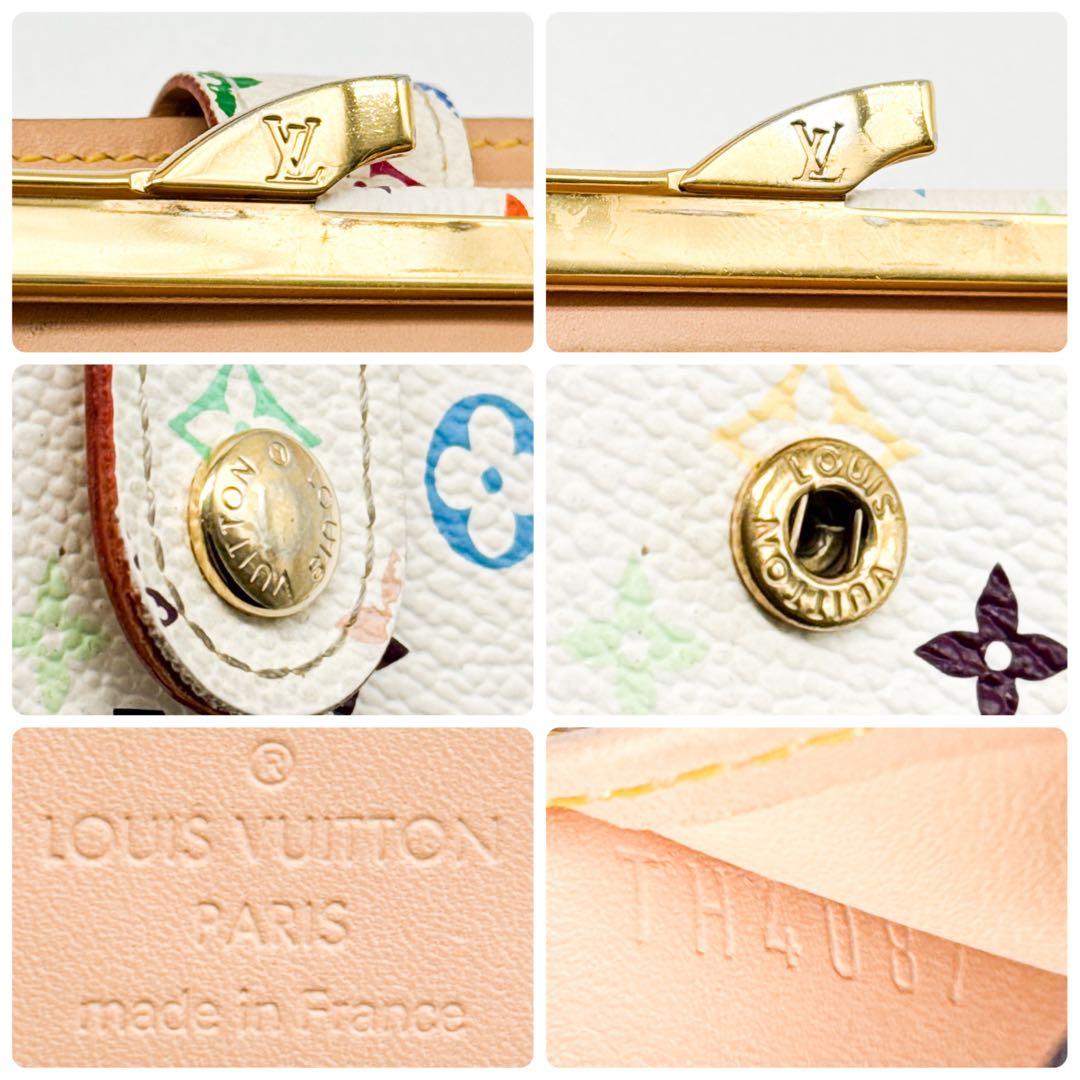 ルイヴィトン モノグラム マルチカラー ヴィエノワ 二つ折り がま口 財布 白