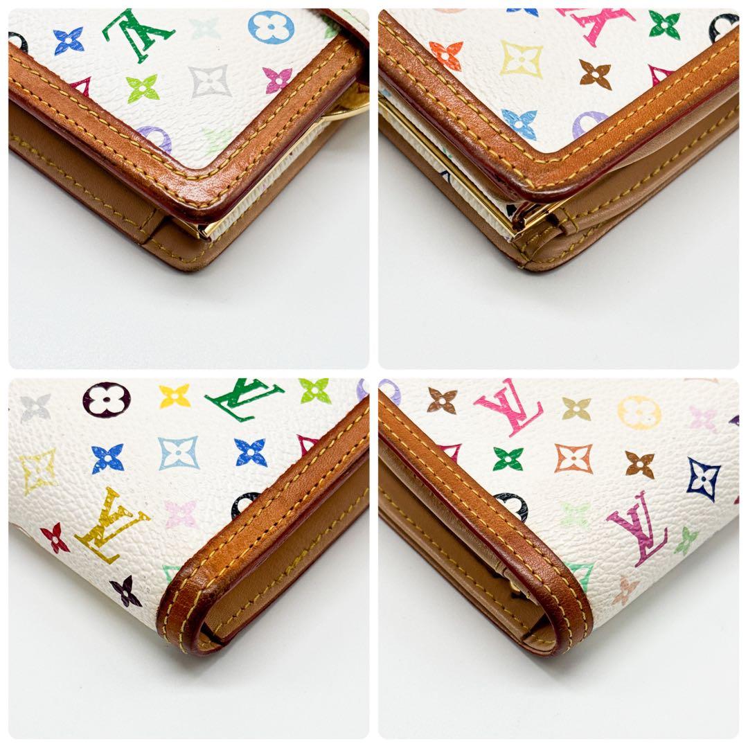 ルイヴィトン モノグラム マルチカラー ヴィエノワ 二つ折り がま口 財布 白