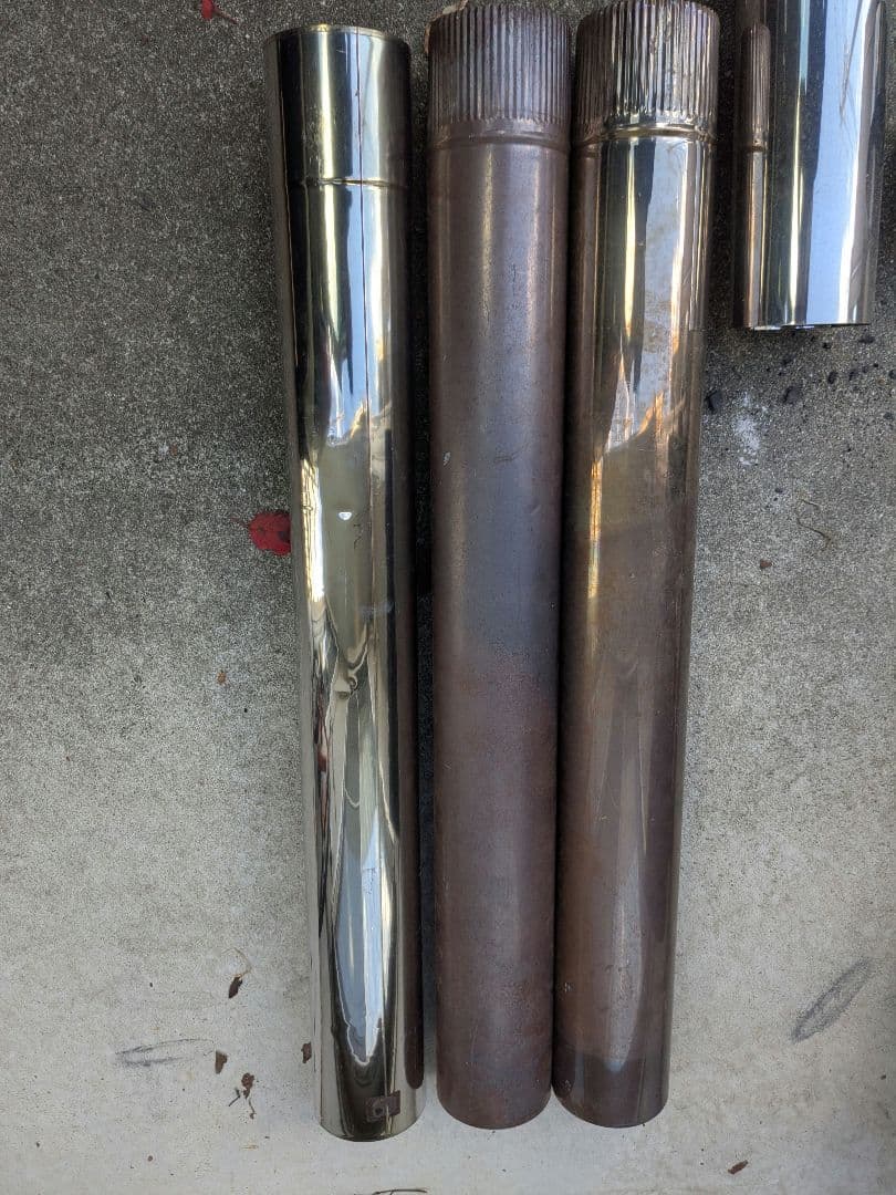 たんじ　　新保製作所　角型窓付薪ストーブ　ガードあり　煙突付き