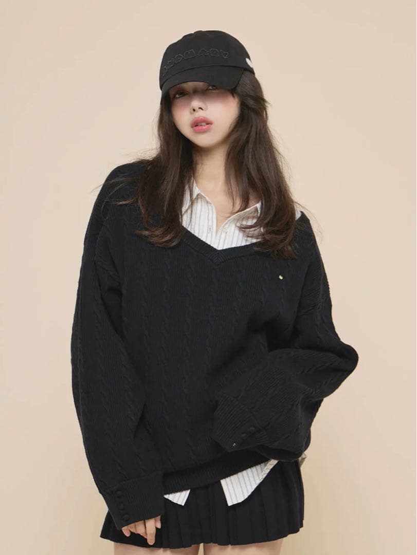 帽子 andmaryMary logo cap BLACK