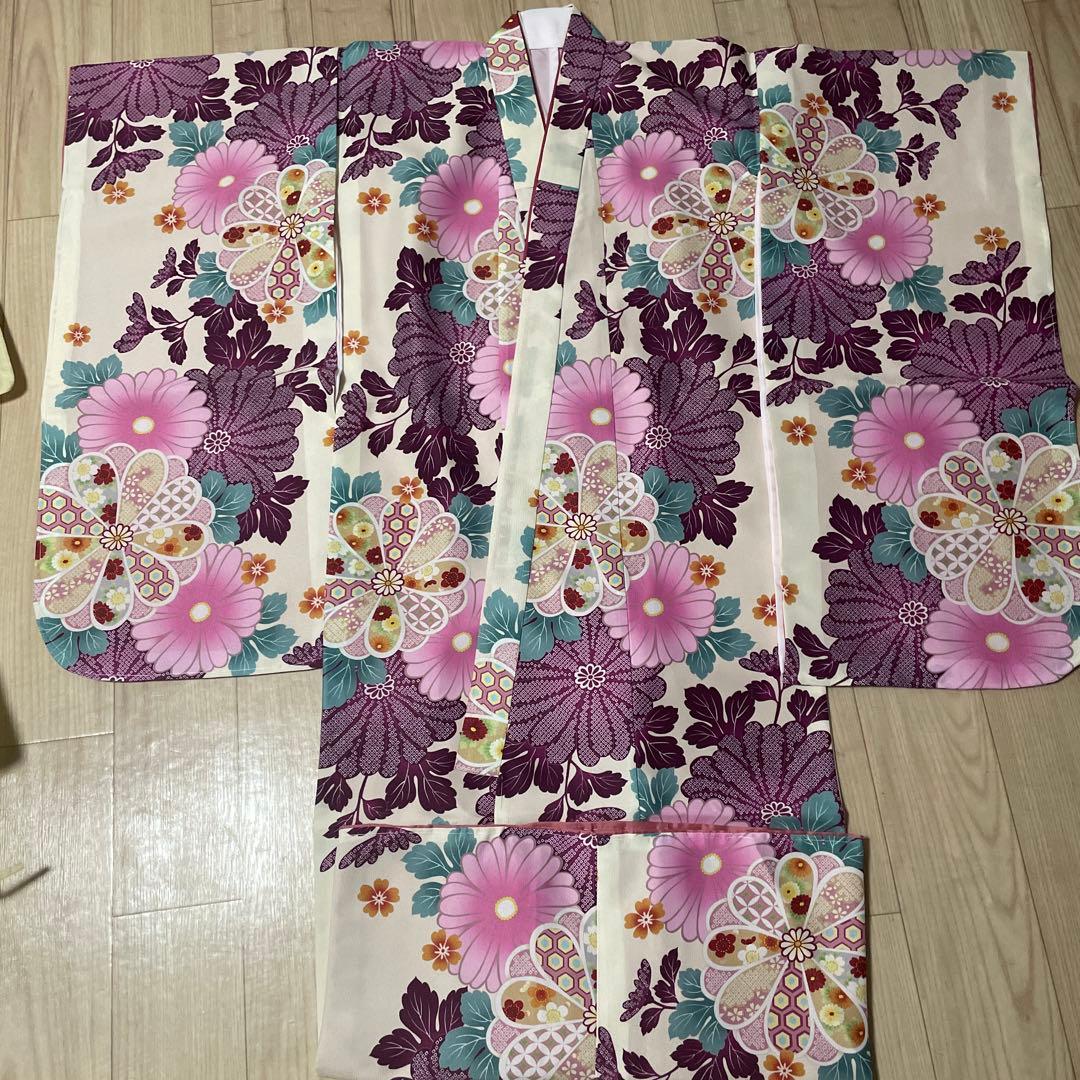 七五三 着物 7歳 女の子 四つ身着物　長襦袢❷点セット