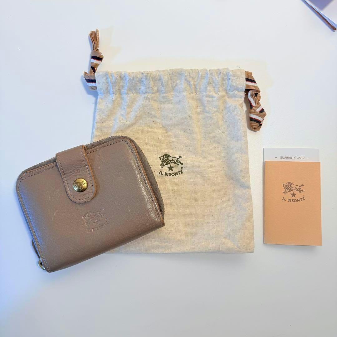 イルビゾンテ IL BISONTE 二つ折り財布 グレーベージュ ほぼ未使用