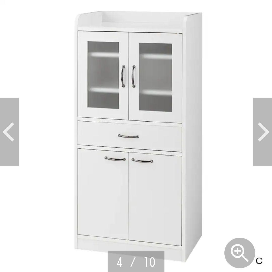 【たのメル便】ベルメゾン ホワイト ガラス扉付き ミニキッチンボード