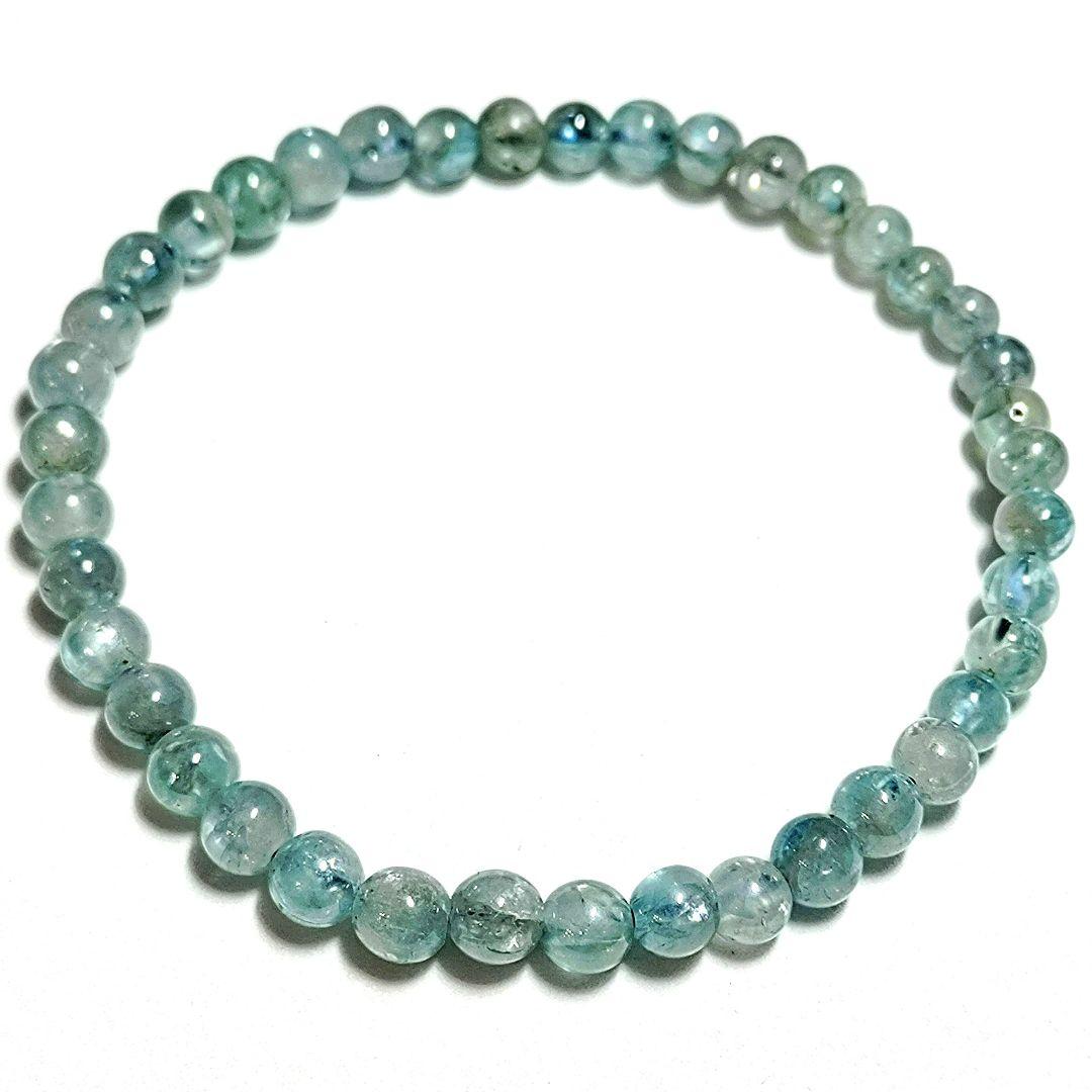 ★天然ブルージルコン 5.5-6ミリ珠 ブレスレット(珍品！)