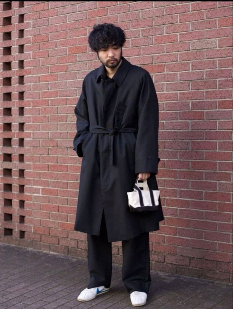 LE エルイー ウールバルカラーコート レショップ ブラック