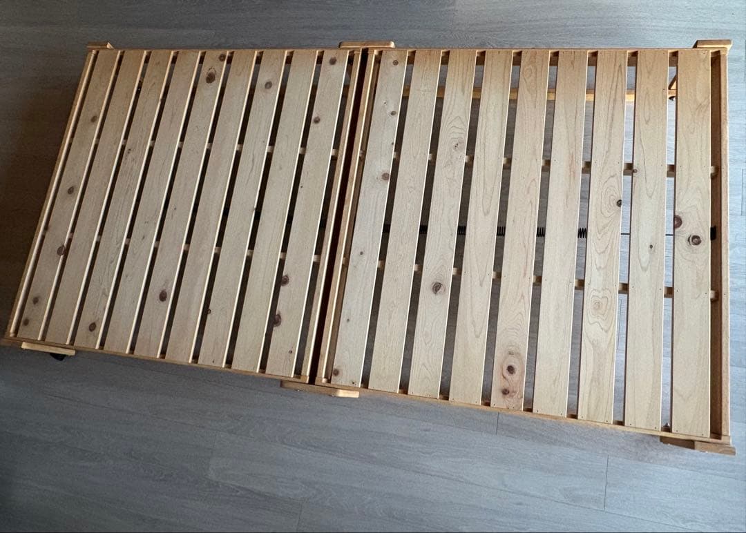 （日本製）中居木工 折りたたみ ひのきスノコベッド ワイドシングル