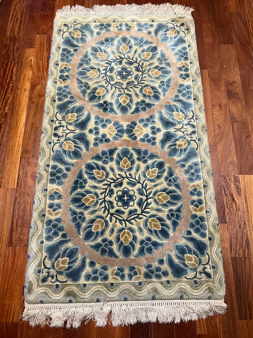 山形緞通 段通 オリエンタルカーペット80×150鍋島段通 伝統工芸マット ラグ