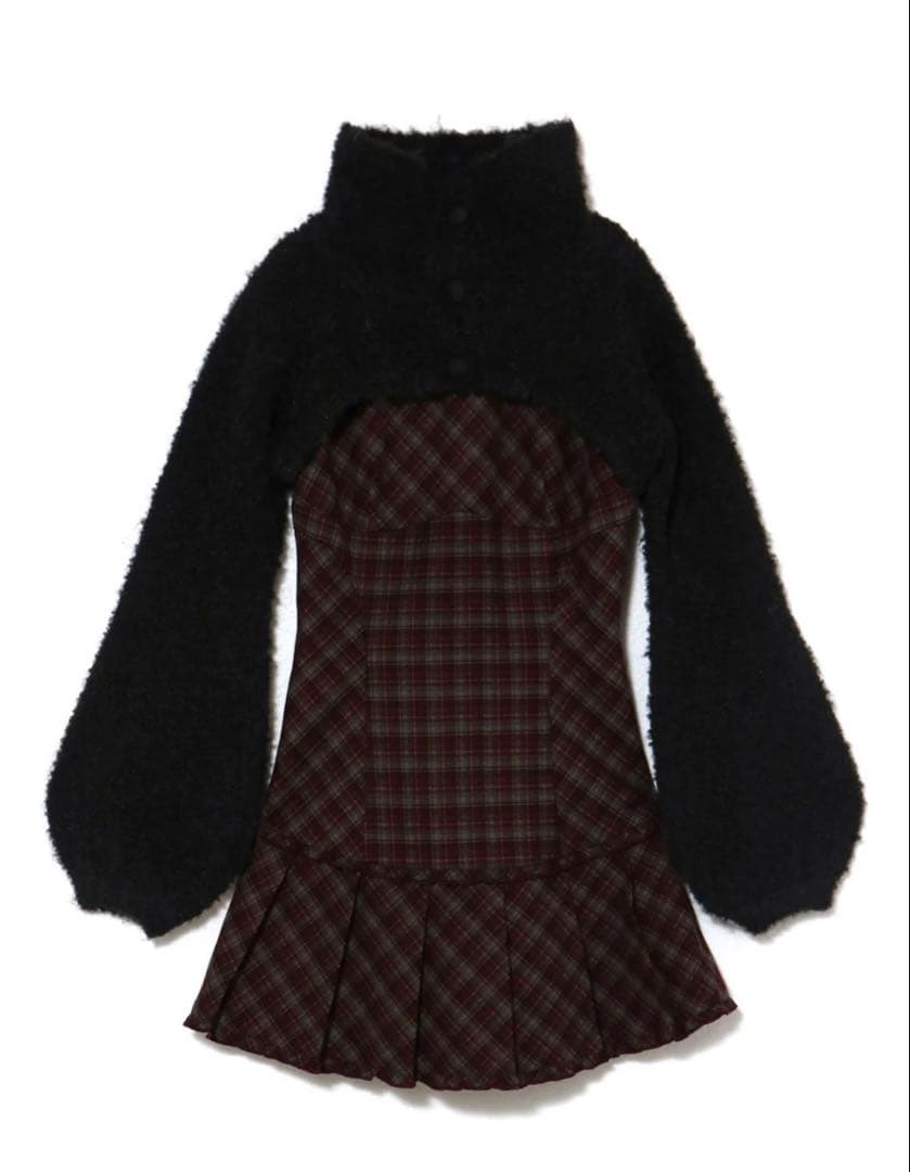 ANDMARY Lulu check set mini dress レッド